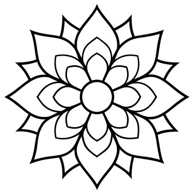 çiçek mandala ana hatları vektör çizimi tasarımı