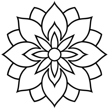 Güzel çiçekli mandala ana hatları beyaz renkte izole edilmiş.