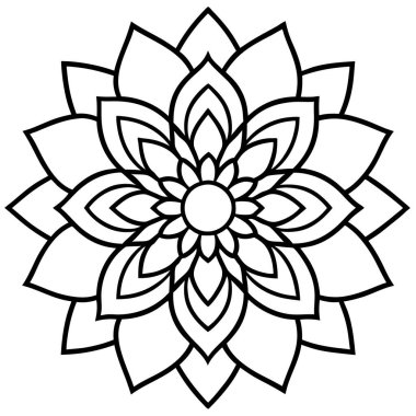 Nilüfer çiçeği mandala çizgisi izole edildi