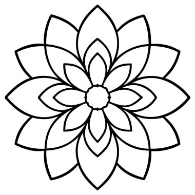 çiçek mandala ana hatları vektör çizimi