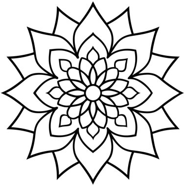 Siyah ve beyaz mandala. Çocuklar için boyama kitabı, meditasyon, mandala taslağı