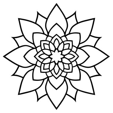 Vektör illüstrasyonu, siyah ve beyaz mandala tasarımı