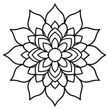 Mandala taslağı. beyaz çiçekli süs.