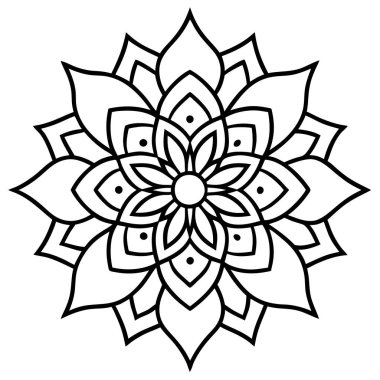 Doğu ve etnik mandala ana hatları için siyah ve beyaz mandala çiçeği koleksiyonunun vektör çizimi