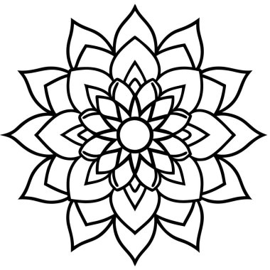 çiçek mandala ana hatları süs simgesi resmi
