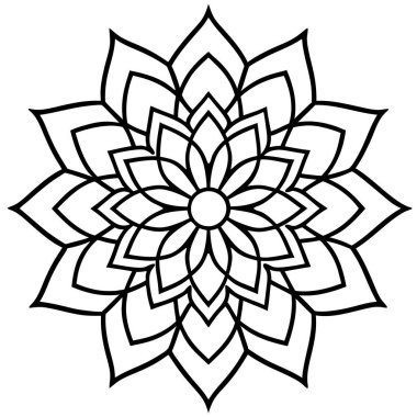 Güzel çiçek mandala taslağının vektör çizimi
