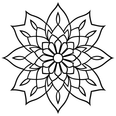 Güzel çiçek deseni. Karalama çiçeği mandala ana hatları