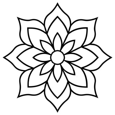 güzel çiçek mandala ana hatları vektör çizimi tasarımı