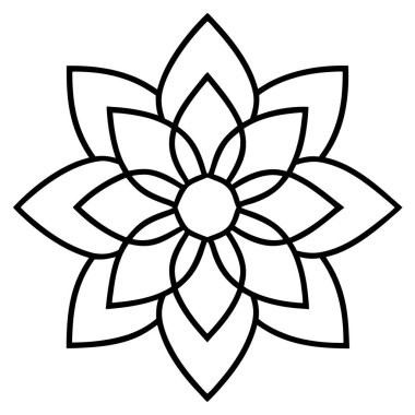 vektör çiçek ikonu, çiçek mandala ana hatlarının ana hatları