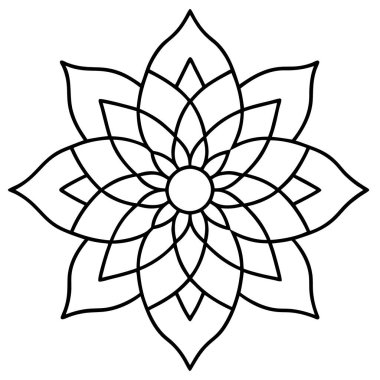 Güzel bir çiçek mandala anahatının vektör çizimi