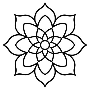 Çiçek mandala ana hatları. Boyama kitabı için dekoratif ögeler.