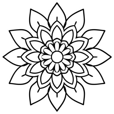 Çiçek mandala siyah beyaz