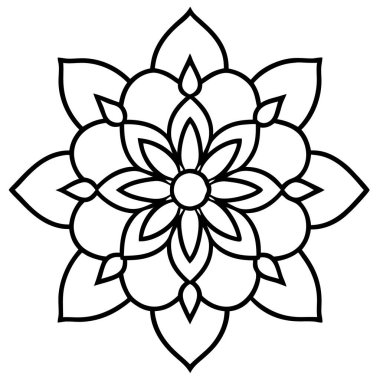 Güzel çiçek mandala süsü vektör illüstrasyonu