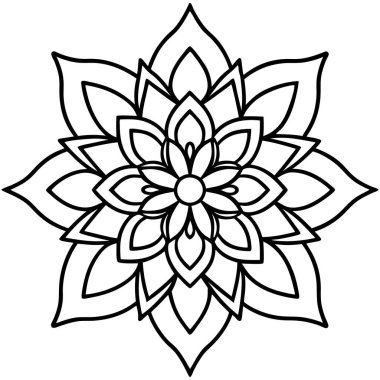 Çiçek mandala siyah beyaz.