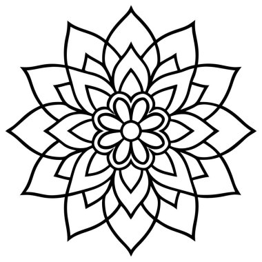 mandala. Siyah ve beyaz. El çizimi dekoratif çiçek. renklendirme.