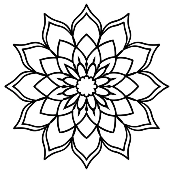 Mandala vektör çizimi, siyah ve beyaz dış hat şekli