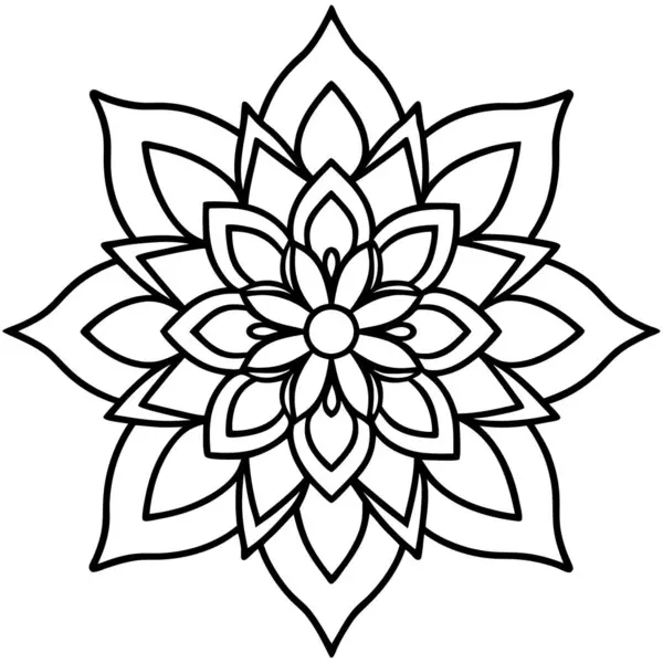 Çiçek mandala siyah beyaz.