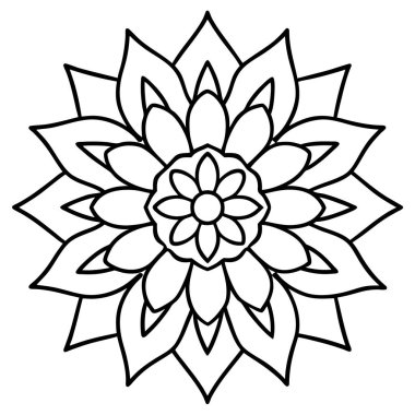 Çiçek mandala siyah beyaz