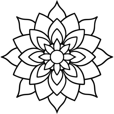 Çiçek mandala siyah beyaz