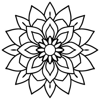 Nilüfer çiçeği mandala. çocuklar için boyama kitabı sayfası