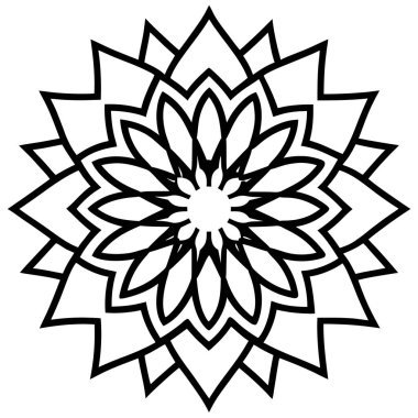 Mandala desenli siyah beyaz çizim