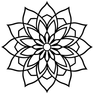 Mandala çiçek siyah ve beyaz