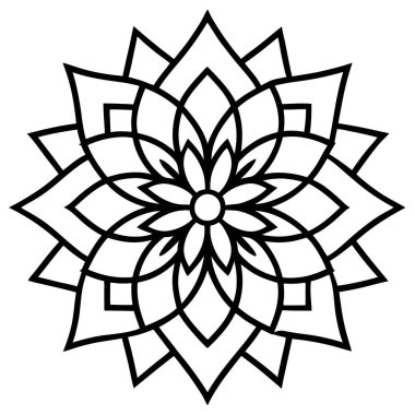 Beyaz arka planda çiçek mandala 'sı. vektör illüstrasyonu.