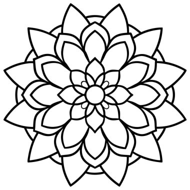 Çiçek mandala çizgisi beyaz arkaplanda izole edildi.