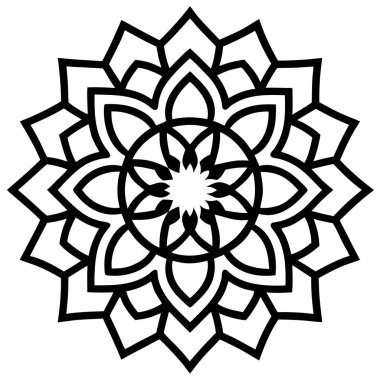 Beyaz arkaplanda soyut çiçek mandala simgesi