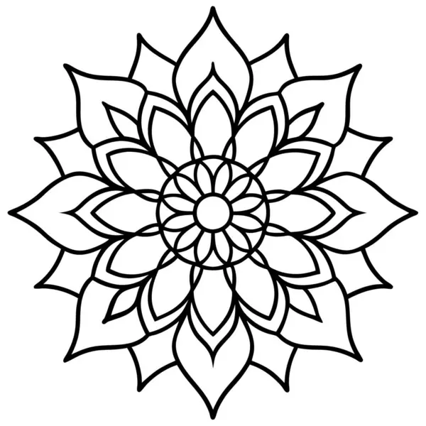 Siyah renkli çiçek mandala 'sı. El çizimi vektör illüstrasyonu.