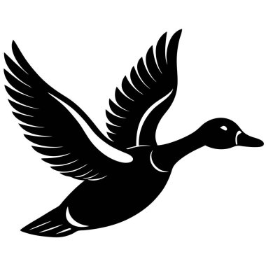 Beyaz arkaplanda ördek silueti