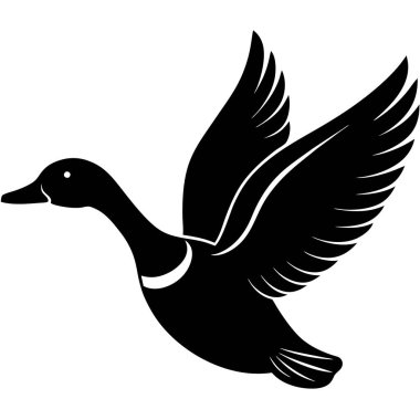 Beyaz arkaplanda ördek silueti.