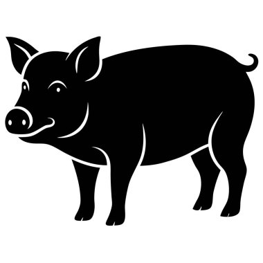 Domuz siyah simgesi beyaz üzerine