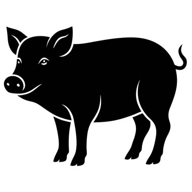 Beyaz arka planda siyah desenli domuz ikonu. Domuz vektörü