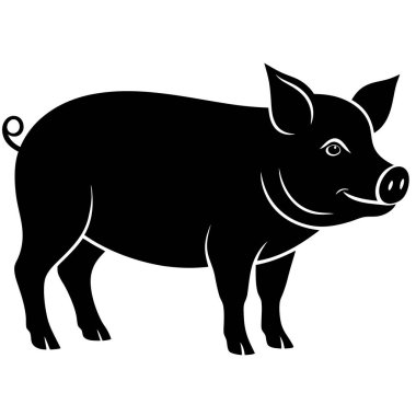 Domuz ikonu. siyah siluet izole edildi