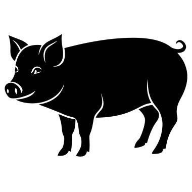 Siyah domuz silueti. vektör illüstrasyonu.