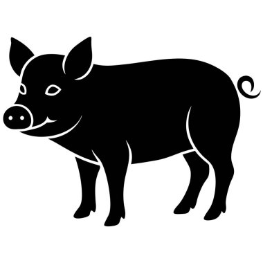 Beyaz arka planda siyah domuz silueti