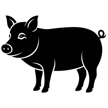 Beyaz arka planda izole edilmiş, düz stil bir domuz ikonu. Domuz sembolü vektör çizimi.