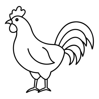 çizgi film horozu, vektör illüstrasyonu, boyama kitabı.