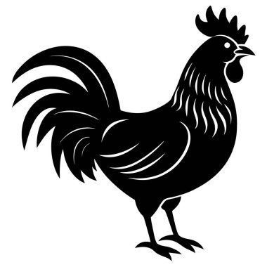 Beyaz arkaplanda horoz silueti