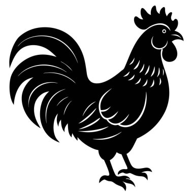 Horoz tavuk vektör silueti. siyah ve beyaz vektör