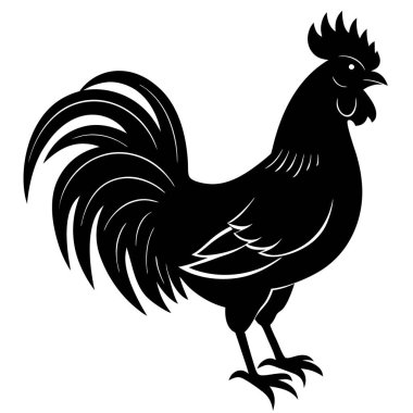 Horoz simgesi, beyaz arkaplanda basit bir siyah vektör çizimi