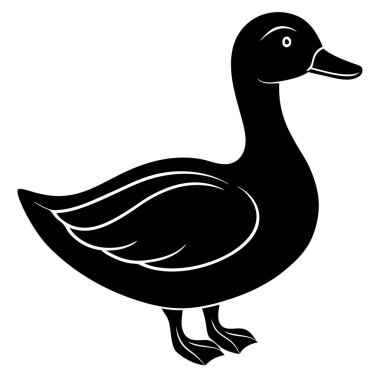 Ördek ikonu. ördek vektör simgesinin siyah çizimi