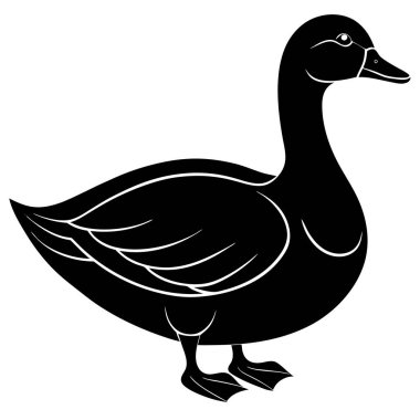 Ördek, vektör çizimi, siyah