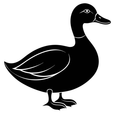 Ördek simgesi, beyaz arkaplanda siyah stil