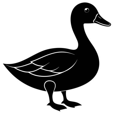 Ördek vektör simgesi, siyah illüstrasyon, izole