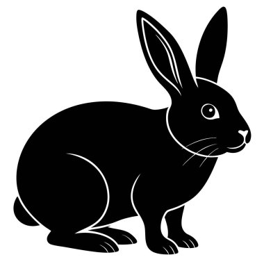 Basit bir tavşan vektörü, illüstrasyon, siyah beyaz