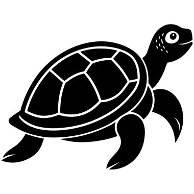 Siyah kaplumbağa simgesi izole edildi.