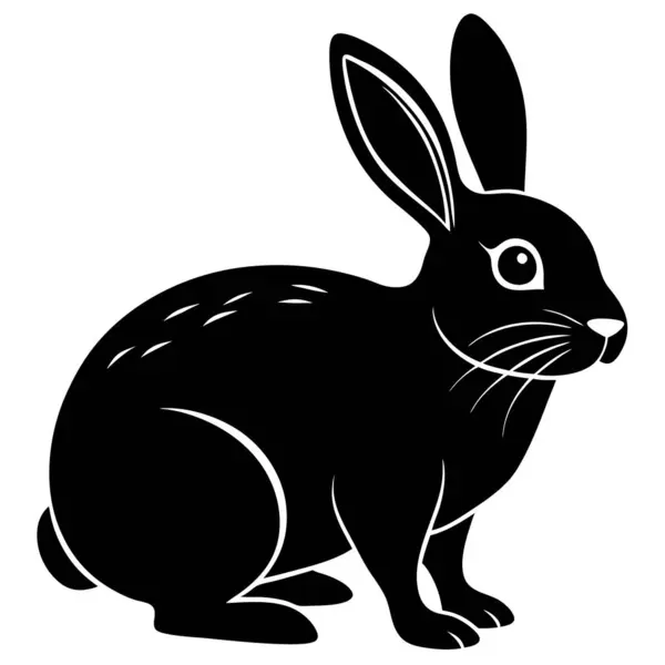 Siyah ve beyaz tavşan. Renkler ve çocuklar için illüstrasyon.