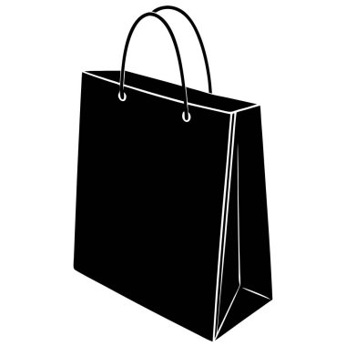 Kara Cuma alışveriş çantası ikonu. Siyah illüstrasyon. izole vektör grafik